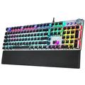 AULA F2088 104 Keys Wired Gaming Mechanical Punk Keyboard Mixed Light Effect Metal Panel with Wrist Pad Black(Blue Switches)