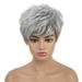 Kaloaede Decorations Party Cover Silver Gray Wig Headgear Women s Protective Hair wig