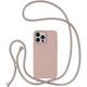 Crossbody Case for iPhone12 Pro Max iPhone12 Pro Max with Lanyard Strap Protective Case Adjustable Neck Rope Liquid Silicone Soft Cover for iPhone12 Pro Max 6.7 Inch Pink