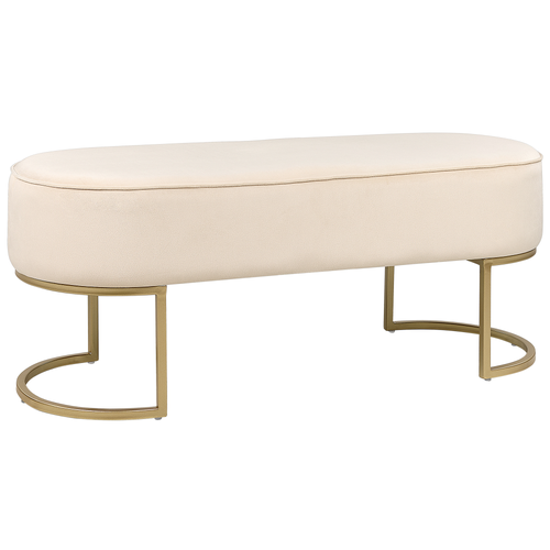 Bettbank Creme aus Samtstoff Goldenes Gestell 104 cm Glamourös Edel Elegant Sitzbank für Schlafzimmer