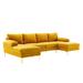 U-Shaped Deep Seat Sectional Sofa Chenille Upholstered Corner Living Room Couch with Double Chaise Lounge & Memory Foam Cushions