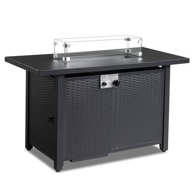 50,000 BTU 43 inch Outdoor Fire Pit Table with Cover - 43"x22 2"x24.8" WDH