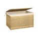 Storage Box with Cotton Liner, Rattan-Style Storage Basket, Storage Trunk with Lid and Handles, for Bedroom Closet Laundry-Brown