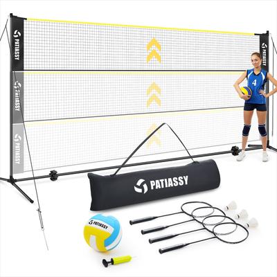 17FT Portable Badminton Volleyball Combo Net Set , 5.1ft-7.4ft Adjustable Heigh for Backyard