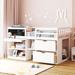 White All-in-One Twin Size Low Loft for Kids, Teens, Girls, Boys