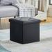 2 PC Storage Folding Ottoman, Storage Footrest Stool, Faux Leather Storage Bench Cube with Padded Seat for Small Space