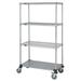 Chrome Wire Shelving 3-Wire Shelf and 1-Solid Shelf Stem Caster Cart - 63 in.