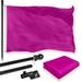 G128 Combo Pack: 5 Ft Tangle Free Aluminum Spinning Flagpole (Black) & Solid Pink Color Flag 2.5x4 Ft LiteWeave Pro Series Printed 150D Polyester | Pole with Flag Included