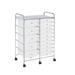 Storage Drawer Carts 15-Drawer Organizer with Wheels for Files Arrangement Scrapbook Paper Tools Multipurpose Rolling Utility Cart for School Entryway Garage Workshop White