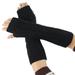 Tooayk Fingerless Gloves Winter Warm Women s Long Cable Twist Knit Acrylic Gloves Arm Warmers Fingerless Gloves Thumb Hole Gloves Mittens Work Gloves Gloves Black