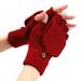 Tooayk Workout Gloves Winter Knit Convertible Fingerless Gloves Wool Gloves Thermal Gloves Unisex Work Gloves Fingerless Gloves Red