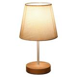 PRINxy LED Solid Wood Desk Lamp Stable Fabric Study Reading Lamp Suitable For Home Decoration Linen Plain Warm Night Light Indoor Lighting Desk Reading Lamp Beige A