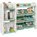 2 in 1 Kids Toy Storage Organizer with Bookshelf and Toy Collection Shelves 4 Layer Removable Kids Toy Shelf w/Multi Bins Toddlers Shelf for Child s Bedroom Playroom (Green)