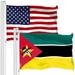 G128 Combo Pack: American USA Flag 3x5 Ft & Mozambique Mozambican Flag | Both LiteWeave Pro Series Printed 150D Polyester Brass Grommets