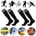 2Pairs Unisex Athletic Stripe Sports Football Running Knee High Tube Long Socks Adult-Black