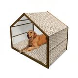 Gingerbread Man Pet House Traditional Christmas Cookie Pattern Tile Outdoor & Indoor Portable Dog Kennel with Pillow and Cover 5 Sizes Pale Caramel Pale Blue by Ambesonne