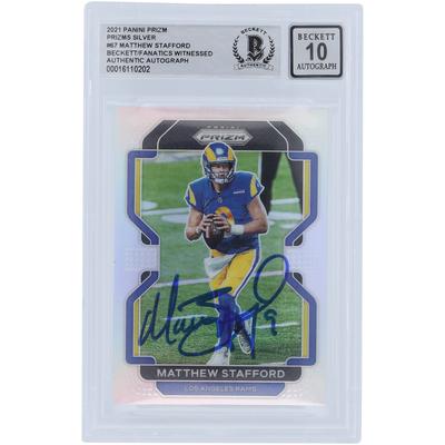 Matthew Stafford Los Angeles Rams Autographed 2021 Panini Prizm Silver #67 Beckett Fanatics Witnessed Authenticated 10 Card