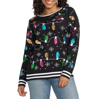 Women's Midnight String of Lights Ugly Christmas Sweater