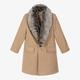 Romano Boys Beige Faux Fur Trim Coat