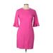 Banana Republic Casual Dress - Sheath Crew Neck 3/4 sleeves: Pink Print Dresses - Women's Size 10 Petite