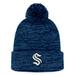 Men's Fanatics Branded Deep Sea Blue Seattle Kraken Fundamental Cuffed Knit Hat with Pom