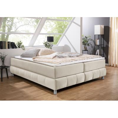 Boxspringbett ANDAS "Salo", beige, B:206cm L:206cm, Komplettbetten, Boxspringbett, Ohne Kopfteil, inkl. Topper, auch in Überlänge 220 cm Image