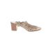 Stuart Weitzman Heels: Slip On Stacked Heel Boho Chic Tan Shoes - Women's Size 7 - Open Toe