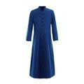 CreoQIJI Men's Priest Costume Priest Robe Roman Robe Stand-Up Collar Medieval Role Play Costume Vintage Men's Cardigan (Blue, XXXXL)