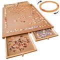 Bits and Pieces - Spinning 1000 Piece Puzzle Board with Drawers - Original Standard Wooden Puzzle Plateau with Base Spinner - Tabletop Deluxe Jigsaw Puzzle Organizer and Puzzle Storage System