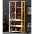 Bamboo 3/4-Tier Display Case, Display Cabinet with Clear Acrylic Doors, Display Cabinets for Collectibles, Figures Curio Display Cabinet for Living Room/Bedroom/Office