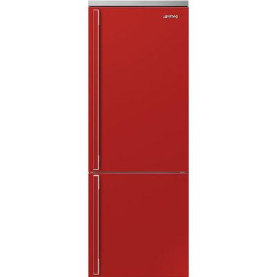 SMEG Portofino 27.7" Bottom Freezer Refrigerator 16.26 cu. ft, Stainless Steel in Red | 76.9 H x 27.7 W x 29.5 D in | Wayfair FA490URR