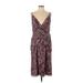 Fame And Partners Casual Dress - Midi V-Neck Sleeveless: Burgundy Dresses - Women's Size 12