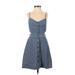 Madewell Casual Dress - Shirtdress V-Neck Sleeveless: Blue Print Dresses - Women's Size 00