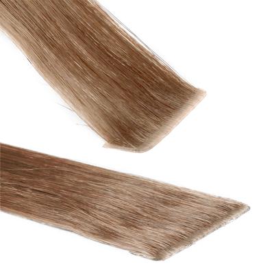 hair2heart - Invisible Tape Extensions Premium Echthaar #8/01 Hellblond Natur-Asch Haarextensions 10 ct Hellbraun Damen