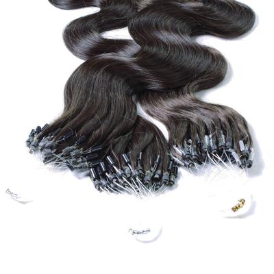hair2heart Microring Extensions Echthaar #4/0 Mittelbraun 0.5g 60cm Schwarz Damen