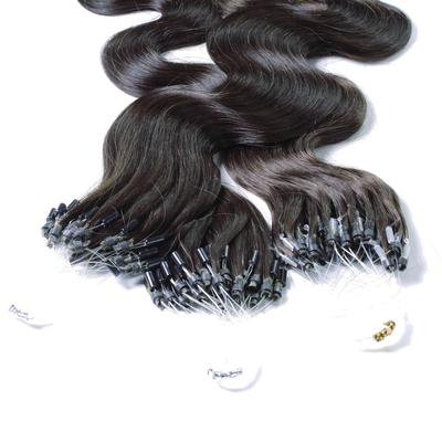 hair2heart - Microring Extensions Echthaar #4/0 Mittelbraun 0.5g Haarextensions 25 ct Schwarz Damen