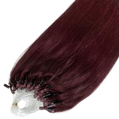 hair2heart - Microring Extensions Premium Echthaar #55/66 Hellbraun Intensiv Violett-Intensiv 0,8g Haarextensions Schwarz Damen