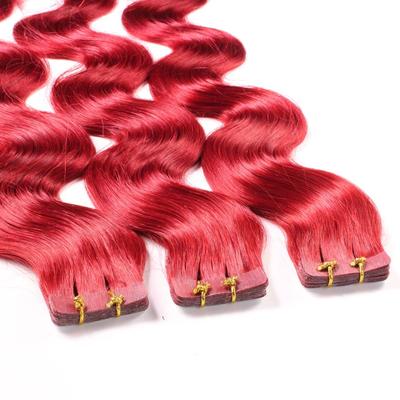 hair2heart Tape Extensions Echthaar #0/44 Rot-Intensiv 40cm Pink Damen