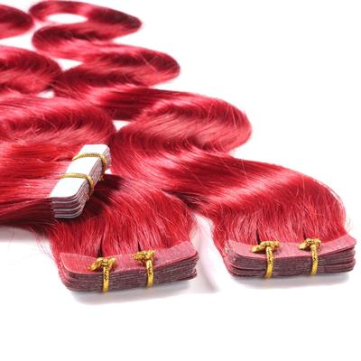 hair2heart - Tape Extensions Echthaar #0/44 Rot-Intensiv Haarextensions 10 ct Pink Damen