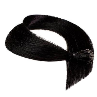 hair2heart - Nanoring Extensions Premium Echthaar #2/0 Schwarz 1g Haarextensions 25 ct Schwarz Damen