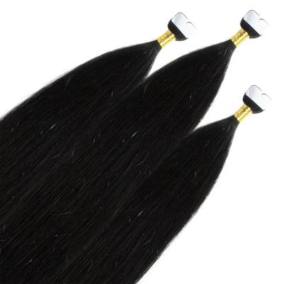 hair2heart - Mini Tape Extensions Premium Echthaar #2/0 Schwarz Haarextensions Schwarz Damen