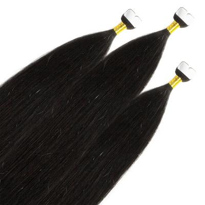 hair2heart Mini Tape Extensions Premium Echthaar #2/0 Schwarz 50cm Damen