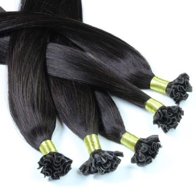 hair2heart - Bonding Extensions Echthaar #4/0 Mittelbraun 0,5g Haarextensions 25 ct Schwarz Damen