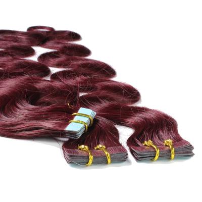 hair2heart - Tape Extensions Echthaar #55/66 Hellbraun Intensiv Violett-Intensiv Haarextensions 10 ct Schwarz Damen