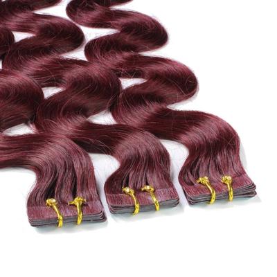 hair2heart Tape Extensions Echthaar #55/66 Hellbraun Intensiv Violett-Intensiv 40cm Schwarz Damen