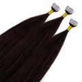 hair2heart - Mini Tape Extensions Premium Echthaar #5/0 Hellbraun Haarextensions Schwarz Damen