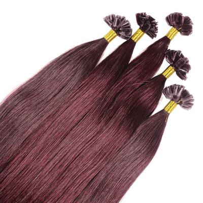 hair2heart Bonding Extensions Premium Echthaar #55/66 Hellbraun Intensiv Violett-Intensiv 1g 60cm Schwarz Damen Image