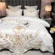 InjCotton-Ensemble de literie de luxe textile de maison brodé qualité patchwork drap de lit