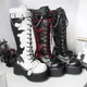 Bottes de Rue Gothiques à Talons Compensés pour Femme Chaussures Mary Janes Cosplay Noir Foncé