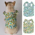 Pet Skirt Floral Printing Round Collar Flying Sleeve Puppy Dog Skirt Pet Printing Shirt Dress for